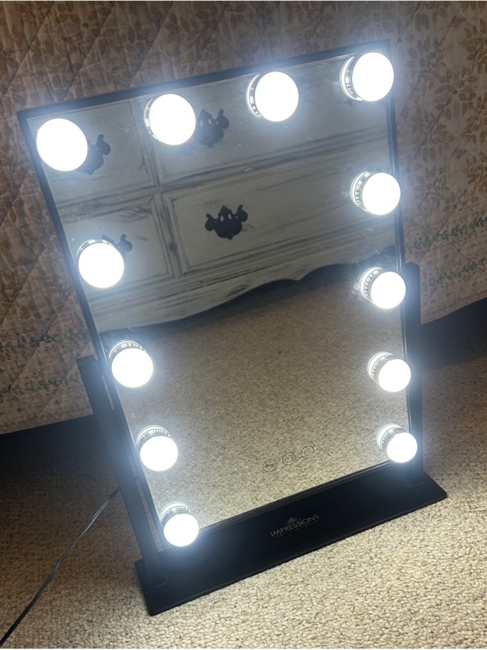 Impressions Black LED Hollywood Vanity Mirror